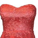 Daisy  FORMALS CORAL PINK HIGH LOW CHIFFON LACE STRAPLESS SWEETHEART DRESS SMALL Photo 1