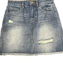 Harper  A-Line Distressed Denim Mini Skirt Women Small Raw Hem Medium Wash Cotton Photo 4