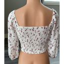 LA Hearts  PacSun White Floral Crop Top Size S Side Zip Ruched Smocked R7 Photo 2