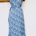 Max Studio NEW  Blue Floral Boho Midi Wrap Dress Summer Spring L Large NWT Photo 3