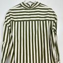 Nordstrom  Poplin Button-Up Shirt in Olive Burnt Cabana Stripe Size Small Photo 8