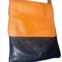 Vera Pelle  Leather Crossbody Shoulder Two Tone Bag Black Camel EUC Photo 3