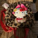 Sanrio Vintage Hello Kitty Black Mini Faux Fur Backpack  Plush Bag Photo 0