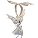 American Vintage Birthstone Pewter Angel BROOCH PIN Ornament Pendant September Sapphire Crystal Photo 0