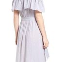 Chelsea28 Gray and Blue Striped Ruffled Midi Dress Photo 1