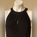 CHAPS Black Halter Maxi Dress Beaded Neck Line & Key Hole. Long Slit Side Sz 12 Photo 3