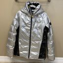 Body Glove 🛍️ Hooded Down Parka Coat. Small. Silver Metallic. NWT Photo 1