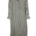 Banana Republic  Factory Cream Black Striped Satin Long Sleeve Maxi Shirt Dress Photo 3