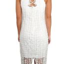 Bisou Bisou  White Lace V-Neck Lace Up Formal Mini Dress Size 8 Photo 3