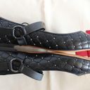 Valentino Garavani Valentino Black Silver Rockstud Quilted Spike Mary Jane Cap Toe Ballet Flats Photo 7