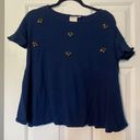 LC Lauren Conrad Lauren Conrad Peplum Baby Doll Blouse Embellished Top Photo 1