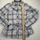 Columbia  Women’s Small Shirt Blue White Gingham Drawstring Waist Button Down Photo 4