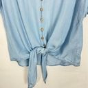 Harper  Lyocell Button Down Tie-Front Blue Top Photo 3