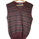 City Streets  Sweater Vest Grandpacore Womens Large Burgundy Gray Wool Blend Photo 0