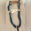 Chico's  Pull-Through Rope Belt Blue Leather Detail Nautical Coastal Medium NWT Photo 1