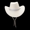 Western Cattleman Style Cowboy White Felt Hat Unisex Riding Hat with Large Brim Photo 3