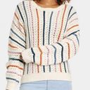 Knox Rose Striped Sweater Pointelle Dot Knit Midweight Cream Multicolor Large Photo 0