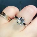 18K White Gold Plated Adjustable Snowflake 1.5 CT CZ Diamond Wedding Ring Silver Photo 1