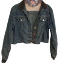 Vintage  Jean Jacket Cropped Denim Lee Riveted Size Small Corduroy Tapestry Photo 4