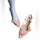 Coutgo Slingback Low Kitten Heels Closed Pointed Toe Bow Pumps Pink Shoes Size 6.5 Photo 4