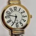 Vintage women’s quartz analog watch silver gold tone 32mm reversible band runs Photo 1