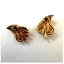 BSK vintage gold tone clip on fan earrings Photo 1