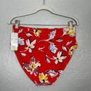 Catalina  Women M Red White Yellow Blue Floral Print High Waisted Bikini Bottom Photo 4