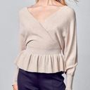 Revolve NWT Lascana Wrap Look V-Neck Sweater in beige. Size Medium *Does not come with belt Photo 1