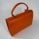 Vera Pelle Large Orange Genuine Leather Handle Bag with a Strap Photo 1