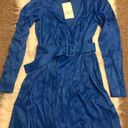 ZARA New with tags Blue  Satin Effects Belted dress. Photo 5