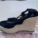 Hot Kiss  Women Size 8 BLACK Open Toe Wedge Sandal 4.25" Tall Heel w/ Zip ^ Sexy Photo 5