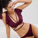 The Bikini Lab  Wrap Bikini Top Maroon Tie Strappy Size XS NWT Photo 0