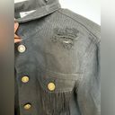 New Black Fringe Cropped Denim Jacket Size M Photo 6