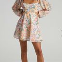 Showpo Ebonee Mini Dress Puff Sleeve Cut Out Dress In Flower Crown Photo 3