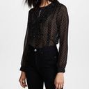 L'Agence L’Agence Womens Black Star Print Chiffon Ruffle V Neck Blouse Photo 0