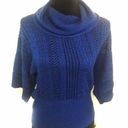 a.n.a  Royal Blue Metallic Knit Sweater Shrug Poncho Photo 0