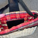 Brighton  straw plaid shoulder bag, long black leather strap, magnetic clasp Photo 5