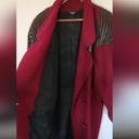 Vintage ADA Red Maroon Wool and Black Leather Pea Coat Women's Size 11 Photo 7