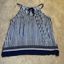 Tommy Bahama  Navy & White Striped Tank With Keyhole Tie Neckline   Size Large Photo 0