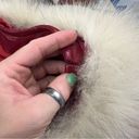 ma*rs Vint 60s 70s Red Leather & Silver Fox Fur Collar  Claus Christmas Trench Coat Photo 14