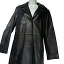 Marc New York  3 button black long genuine leather jacket Coat Lined size M Photo 2