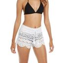 Macy's Macy’s Miken White Juniors' Scalloped Lace Swim Cover-up Shorts Size L NWT Photo 0