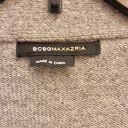 BCBGMAXAZRIA Wool Blend Open Front Tie Ruffle Zipper Cardigan Grey Medium Photo 2