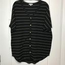 White Birch  Button Front Dolman Sleeve Top Women's M Cotton, Striped, Black, USA Photo 1