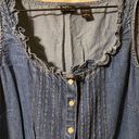 Krass&co 90s NY& sleeveless button down denim ruffle top Photo 3