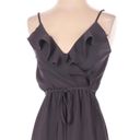 Everly  Maxi Dress Grey Sleeveless Ruffle V-Neck Faux Wrap Waist Tie Women’s XS Photo 2