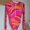 Trina Turk , New, Pink Vivid Vista Zip Front Paddle Suit Swimsuit, Size Large Photo 8