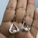 The Moon 925 Silver Dangle Pearl Earrings Minimalist Modern Handmade in Mexico Photo 0