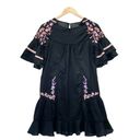 Free People  Pavlo Babydoll Embroidered Ruffled Dress Black Pink Purple Size XS Photo 2