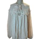 Vine & Love NWT  Ivory Lace-Up Swiss Dot Blouse M Long Sleeve Boho Cottagecore Photo 1